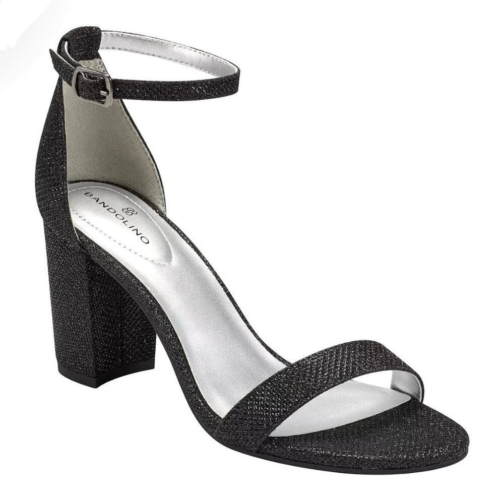 BANDOLINO ARMORY Women's Block Heel Dress Sandals Glitter Fabric Size 11